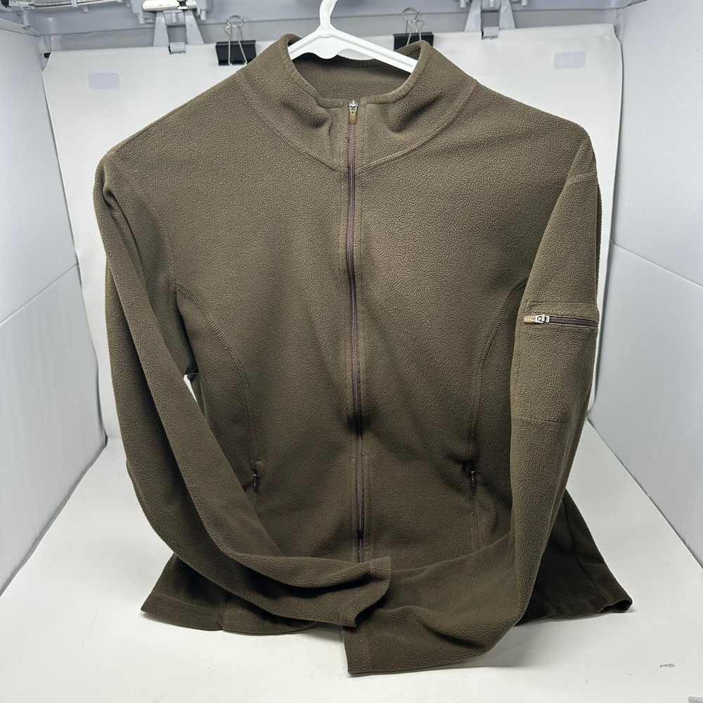 LL Bean Fleece Jacket Women S Brown Full Zip Mock Neck Sleeve Pocket Outdoor